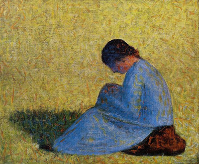 Peasant Woman Seated in the Grass Georges Seurat